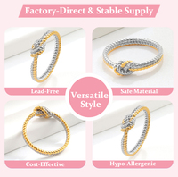 Bague pour femme en cuivre plaqué or 18 carats, bicolore, à double brin torsadé, pour le quotidien, les mariages et les soirées