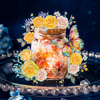 10 pièces par paquet autocollant pour animaux de compagnie sac bouteilles d'encens série secrète tridimensionnelle fleur main compte bricolage autocollant décoratif