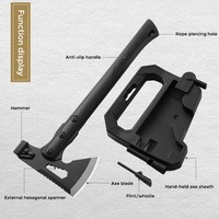 Hache tactique multifonctionnelle à tête ouverte couteau de défense extérieur survie camping arbre hacher bois hache ouvrier avec gaine