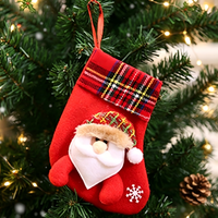 Sac cadeau chaussette de Noël très populaire, petit sac cadeau pour bonbons et décorations, pendentif chaussette du Père Noël