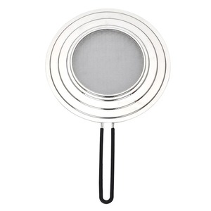 Passoire en acier inoxydable avec poignée noire, ustensile résistant au lave-vaisselle, écran anti-éclaboussures de cuisine en silicone avec poignée, résistant à la chaleur - Product Image 3
