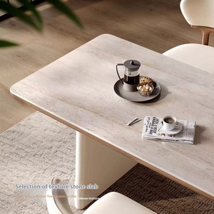 Phong Cách Pháp Hiện Đại Đơn Giản Cao Cấp Bảng Đá Bàn Ăn Ánh Sáng Trắng Kem Với Căn Hộ Nhỏ Đá Cho Hộ Gia Đình Sử Dụng - Product Image 4