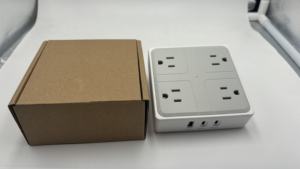 Enchufe múltiple con divisor de tomas de corriente para suelo, cable de extensión de 4 tomas con 2 puertos USB C, protector contra sobretensiones de 1250W, diseño delgado y compacto. - Product Image 6