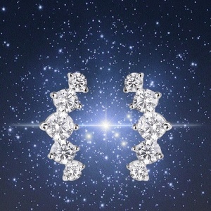 Anting-anting kancing berlian Moissanite perak murni 925 pernyataan rodium trendi pabrik untuk hadiah uniseks wanita - Product Image 6