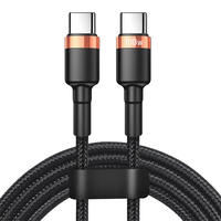 Kabel Pengisian Cepat 100W Type-C ke Type-C 1/2/3M 5A PD Kabel Data Berlapis Nilon dengan Cincin Paduan Aluminium untuk Ponsel Laptop