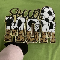 Patch en chenille de grande taille à repasser, prêt à être expédié, pour maman, football, baseball, basketball, soccer, transfert thermique pour maillot de sport