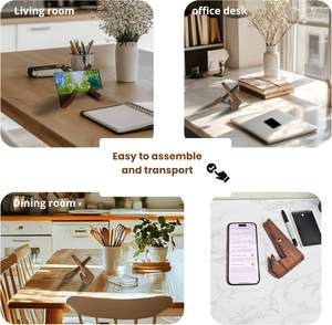 Support de téléphone pliable mural en bambou <span class=keywords><strong>2</strong></span> en <span class=keywords><strong>1</strong></span> portable, universel, cadeau de bureau, support paresseux en bois, artisanat en bois, boîtes - Product Image 5