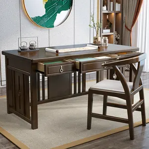 Wholesale Simple Home Office Working Table Solid Wood Adult Study Table Walnut Computer Desk With Storage Drawers