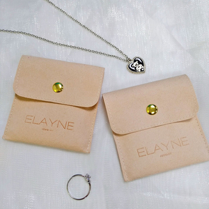 Custom Microfiber <b>White</b> Suede Jewelry Box Pouch <b>Envelope</b> with Card Insert and Logo Premium Packaging for Customized Jewelry - Product Image 3