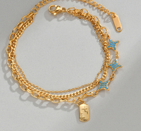 Bracelet double couche en acier inoxydable européen et américain, accessoires simples faits à la main, vente en gros pour filles