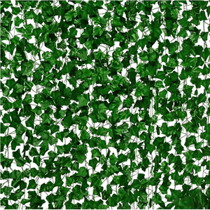 Feuilles de radis vertes artificielles, lot de 12 pièces, guirlande de pothos et de lierre, 2,1 m, <span class=keywords><strong>plante</strong></span> synthétique suspendue, décoration murale pour mariage, fête, jardin - Product Image 1