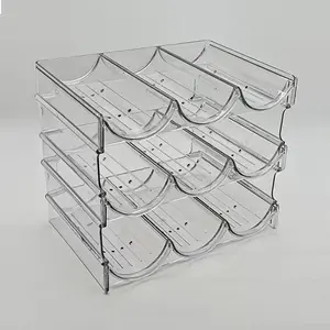 Organizer per bottiglie d'acqua per armadietto, 2 confezioni portabicchieri impilabili in <span class=keywords><strong>plastica</strong></span> <span class=keywords><strong>portabottiglie</strong></span> per l'organizzazione della dispensa del frigorifero della cucina - Product Image 1
