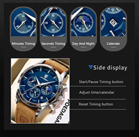 Montre-bracelet de luxe pour homme Poedagar 928, chronographe sport, cuir, quartz, Reloj Hombre, étanche, lumineuse, avec calendrier