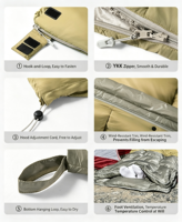 Sac de couchage unisexe pour adultes, 2 saisons, respirant, type enveloppe, en nylon, rembourré de duvet de canard, super long
