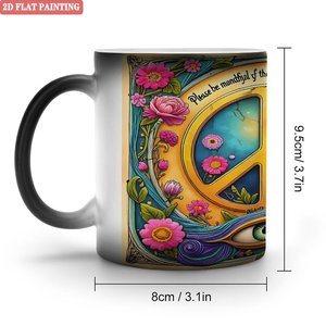 Mug magique à boire, noir givré, 11 oz, en céramique, tasse activée par la chaleur, article fantaisie - Product Image 1