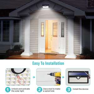 2er Pack wasserdichte drahtlose Wand leuchten für den Außenbereich Solar lampen 78 LED-Sicherheits leuchten für Solar bewegungs sensoren - Product Image 5