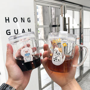 Zogifts Tazza in Vetro Trasparente da 500ml con Disegni di Gatto/<span class=keywords><strong>Orso</strong></span>/Coniglio/Maiale, Creativa con Cannuccia per <span class=keywords><strong>Acqua</strong></span>, Latte, Tè, Succo - Product Image 4