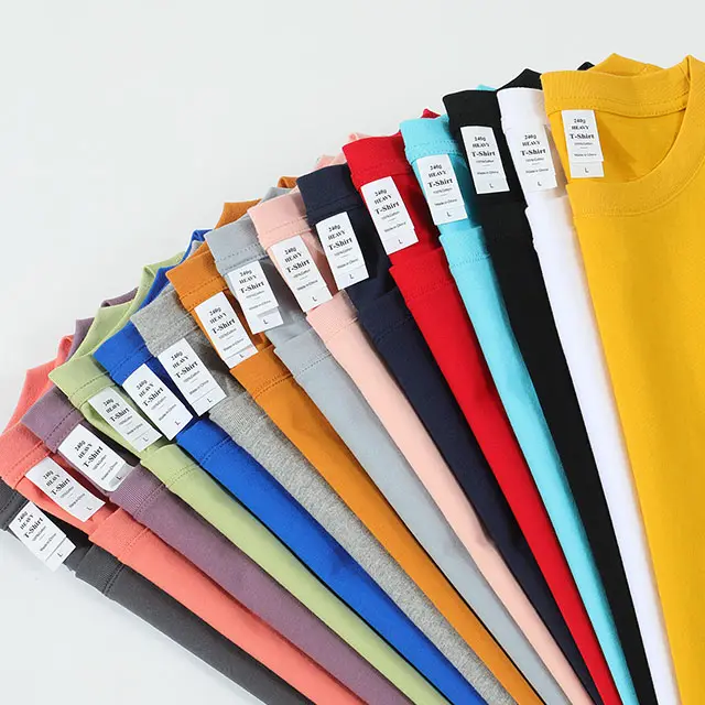 240 Grams 100% Cotton High Quality Slim Fit T Shirt Thick Unisex Fitted T Shirts Customize Logo Regular Fit Men'S T Shirt