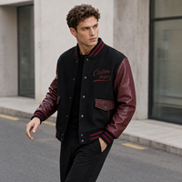Vestes de baseball vintage pour hommes en laine avec manches en cuir et patchs brodés rayés personnalisés pour l'automne et l'hiver