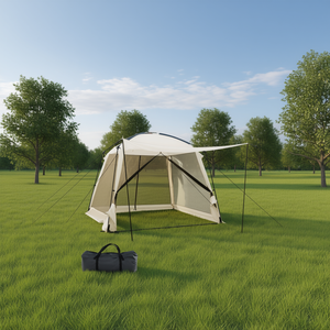 Tente en toile Db 10 x 10 pieds avec vestibule, porte zippée et auvent moustiquaire pour activités de plein air - Product Image 2