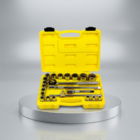 Kit de clés à douilles de 22 pièces avec cliquet, rallonges et douilles, coffret à outils portable jaune pour la réparation automobile et le bricolage