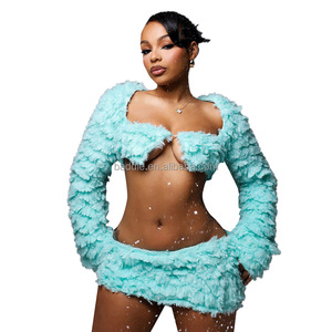 Badded2025 Mùa Xuân Lông Áo Đêm Ăn Mặc Phổ Biến Đảng Ăn Mặc Hot-Bán 2 Mảnh Thiết Lập Phụ Nữ - Product Image 5