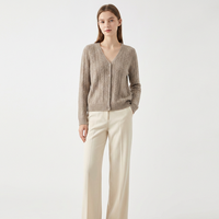Cardigan en cachemire pour femme, col en V, tricoté, de qualité supérieure, décontracté, très tendance