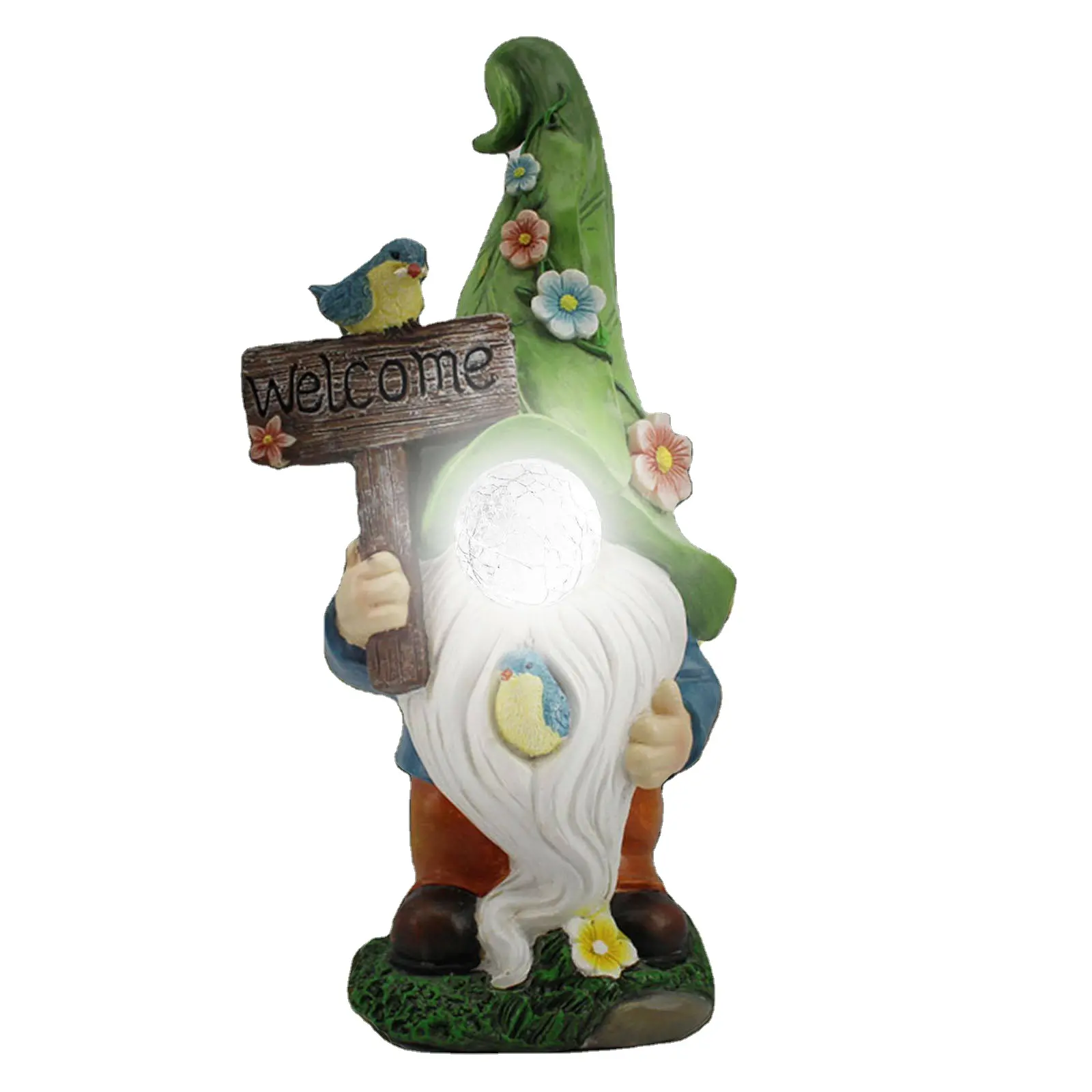 Bienvenue personnalisé Gnome Résine Artisanat Décoration Extérieure Mémorable Jardin Week-end Cour Fête Famille Voeux Signe avec Lumières Solaires