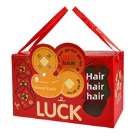 Boîte cadeau en carton ondulé haut de gamme avec estampage à chaud et caractères chinois « LUCK » pour le Nouvel An 2026 – Livraison gratuite