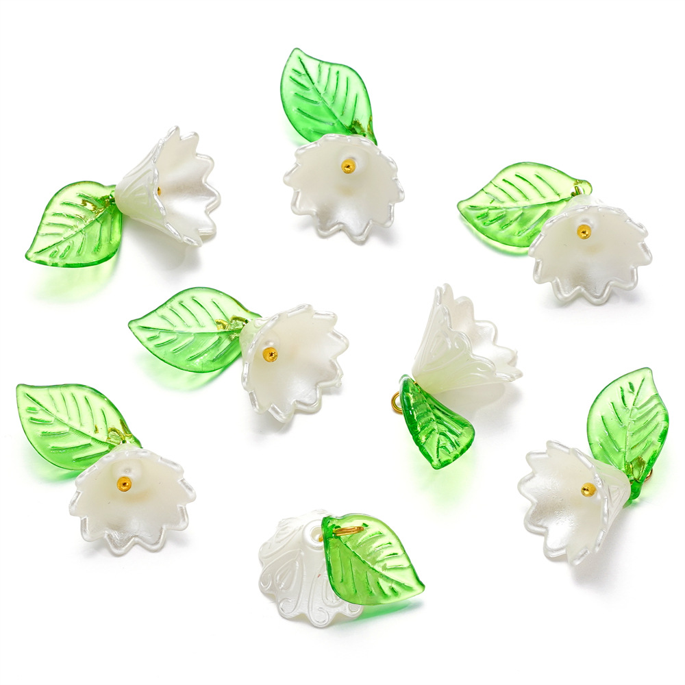 Pendentif Fleur et Feuille en Acrylique - Style 02