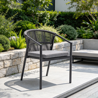 Chaise de salle à manger en aluminium pour jardin, vente en gros, chaise de patio en corde tressée, chaise simple pour extérieur, maison, hôtel, restaurant