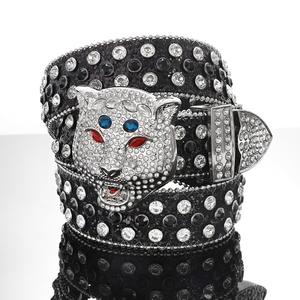 पश्चिमी ग्रंथियों का निर्माण क्रिस्टल लक्जरी पु चमड़े के डिजाइन पुरुषों के लिए कस्टम 3 डी लोमड़ी सिर हिरन बेल्ट - Product Image 6