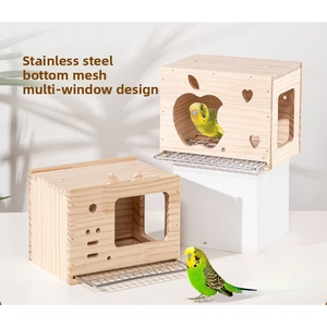 Casa <span class=keywords><strong>para</strong></span> <span class=keywords><strong>Pájaros</strong></span> de Madera Hecha a Mano con Caja de Anidación <span class=keywords><strong>para</strong></span> Loros Pequeños, Uso Interior y Exterior - Product Image 1