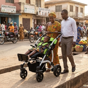 Silla de Ruedas Pediátrica Personalizable para Rehabilitación, Correctora de Postura, Cochecito para Bebés, Silla de Ruedas Manual para Niños - Product Image 1