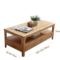 Table basse en bois massif nordique, design minimaliste moderne, mobile et convertible pour salon et bureau à domicile avec tiroirs