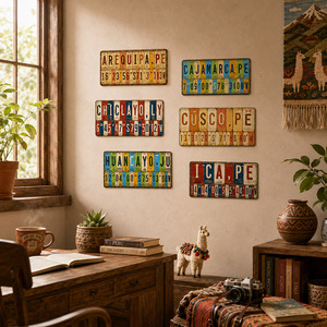 Letrero Metálico Vintage de la Ciudad de Perú, Letrero de Metal Rústico Retro, Decoración de Pared para Bar o Garaje, Estilo Antiguo - Product Image 3