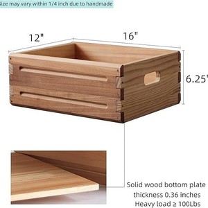 <b>Wooden</b> <b>Storage</b> <b>Box</b> Rectangular Open Top With Handles For Home Decoration Display Desktop Organizer - Product Image 4