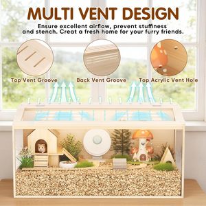 Maison pour hamster en <span class=keywords><strong>bois</strong></span> naturel de haute densité de qualité supérieure avec panneau acrylique transparent, enclos spacieux pour petits animaux, cage, habitat - Product Image 4