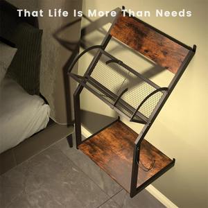 Support de tourne-disque mural en bois d'acier rustique avec étagères de rangement de disques vinyles <span class=keywords><strong>CD</strong></span> pour chambre bureau salon supports de rangement - Product Image 5