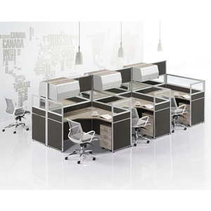 โต๊ะทำงานสำนักงานไม้ 2 ที่นั่ง พร้อมตู้เก็บของเหนือศีรษะ - Product Image 5