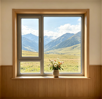 Ventana Abatible de Aluminio de Alta Resistencia con Apertura Exterior, Doble Vidrio Templado, Resistente al Viento para Áreas de Tifones