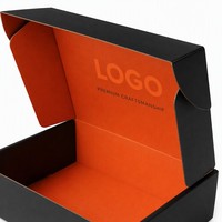Boîte d'expédition personnalisée noire et orange, imprimée recto-verso, idéale pour le transport de vêtements de marque