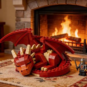 Giocattolo da Costruzione Bestseller Drago Rosso Portafortuna, Compatibile con <span class=keywords><strong>LEGO</strong></span>, Blocchi Educativi in Plastica - Product Image 2