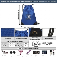 Sac à dos en polyester tendance avec cordon de serrage, série Premium, en maille, pour le sport, la gym, les voyages, l'école, sac fourre-tout, logo personnalisé, capacité 10L