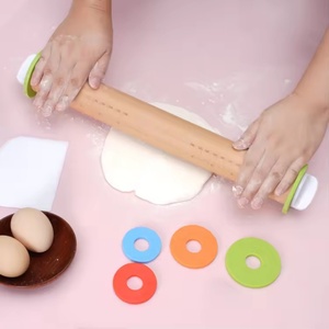 Kitchen Adjustable Wood Baking Utensils Bakers Cookie Pastry Dough Baking <b>Tools</b> Cake Wooden <b>Rolling</b> Pin With Thickness Ring - Product Image 6