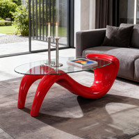 Table basse créative ovale moderne avec plateau en verre pour hôtel, extérieur, appartement, salon - Vente en gros de meubles
