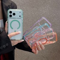 Casing Ponsel Transparan Magnetik Lucu untuk iPhone 18 13 14 15 16 17 Pro Max, Pelindung Belakang Mewah Anti Benturan