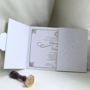 Cartes d'invitation personnalisées en papier texturé blanc déjoué avec couverture rigide élégante pour mariage, mariage et anniversaire - Product Image 4