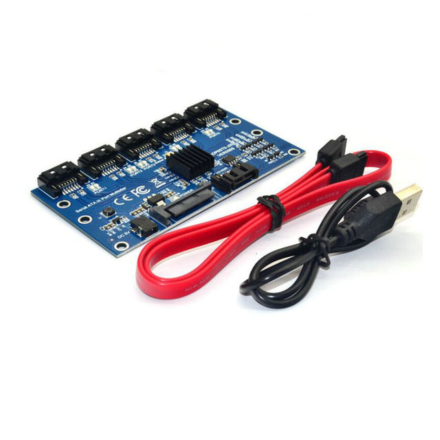 SATA3.0 Expansion Card 1-to-5 Hard Disk Adapter Card Motherboard 6Gbps Port PM Multiplier IPFS Hard Disk