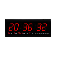 Jam Dinding LED Digit Besar dengan Alarm, Tampilan Waktu 24 Jam, Lampu Latar, Perlengkapan Kantor Sekolah Rumah, Mode Malam, Layar LED Besar